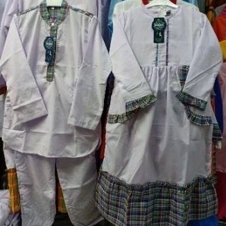 Seragam Muslim Anak PAUD TK putih kombinasi Kotak Ungu Set Hijab Dan Peci