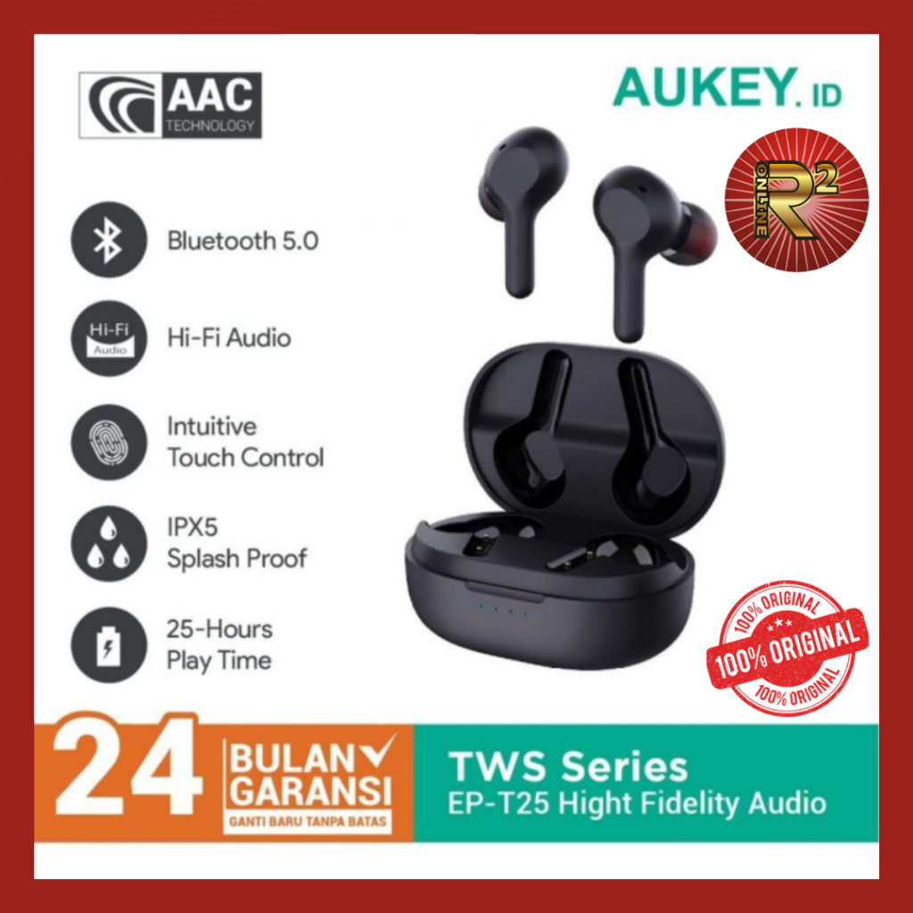 Aukey EP-T25, T21P, T31, M1S TWS Bluetooth/Headset High Fidelity Audio Original Garansi Resmi Aukey