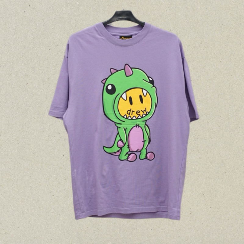 Drew House Dino Mascot Tee in Purple Kaos Pria dan Wanita Original Branded