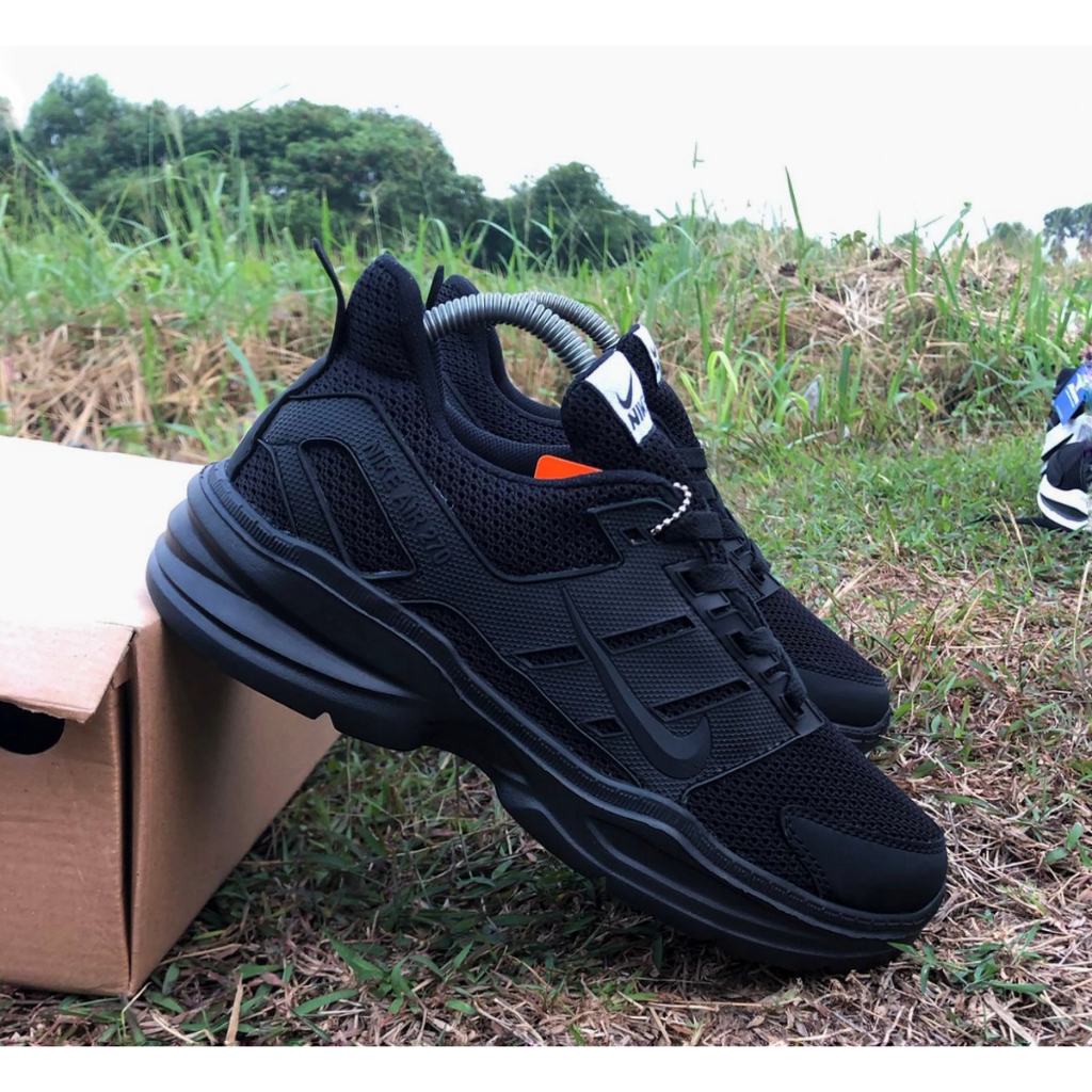 Sepatu Sekolah Hitam Polos Nike- Full Black Olahraga Pria Wanita / Sepatu Sneakers Sport