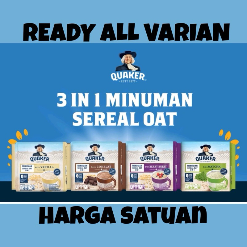 

quaker 3in1 Sachet / minuman sereal oat / Rasa vanila coklat berry burst