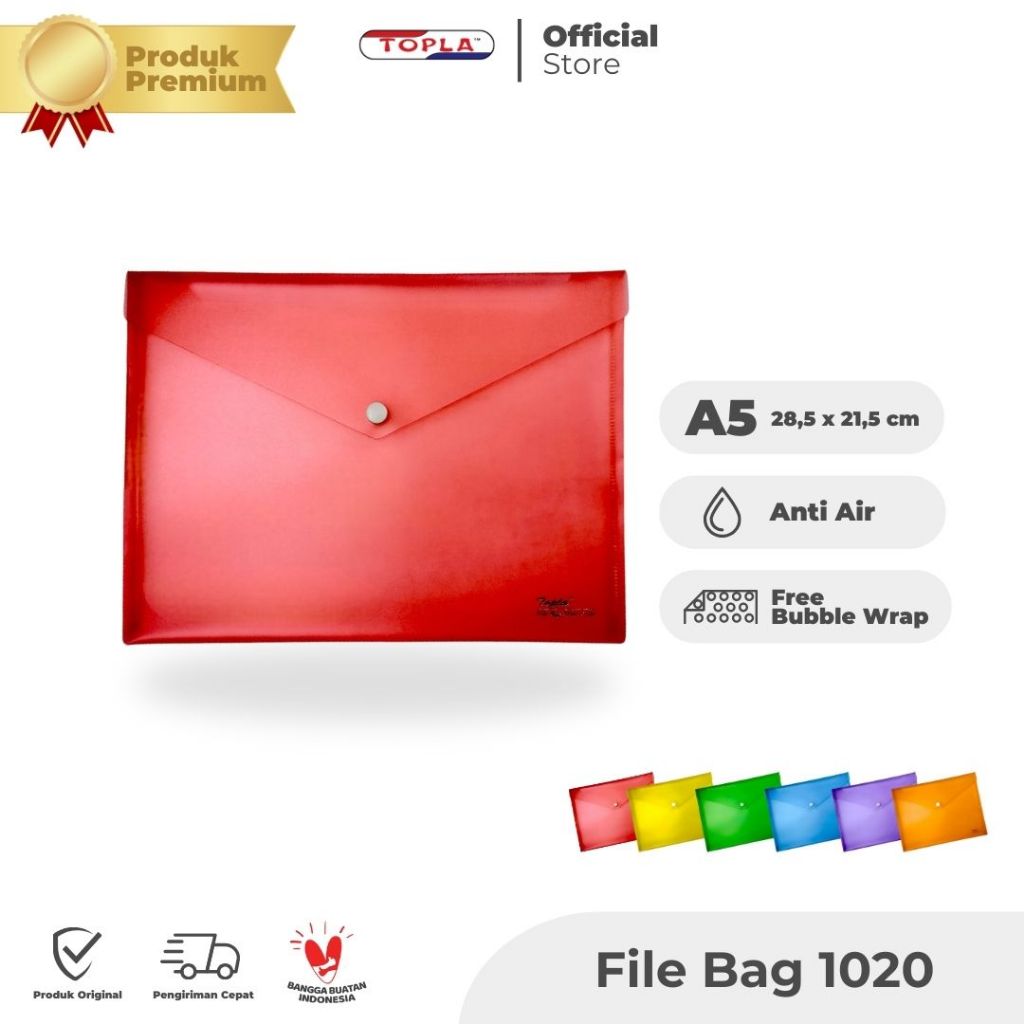 

File bag 1020 mini tebal map file organizer untuk nota dan dokumen kertas berkas ukuran A5 Topla