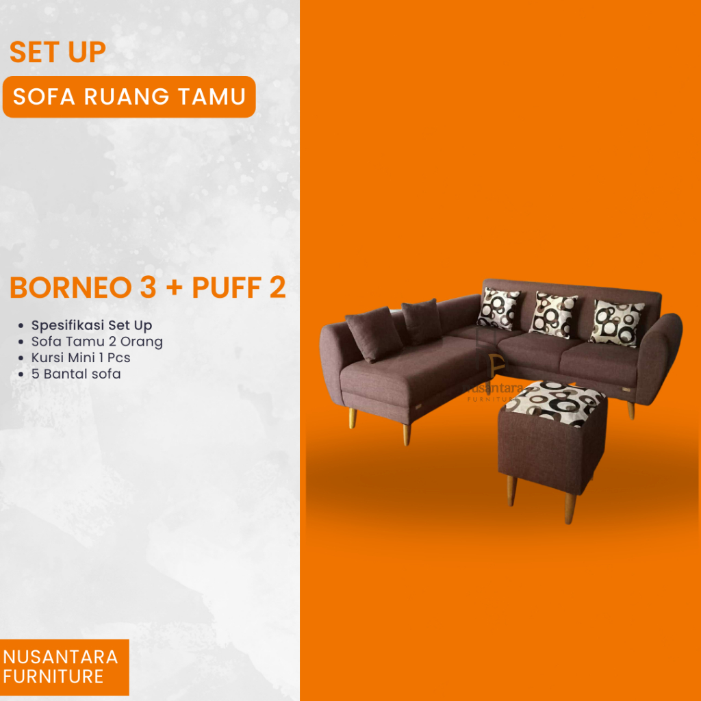 SOFA BORNEO 3 + PUFF 2