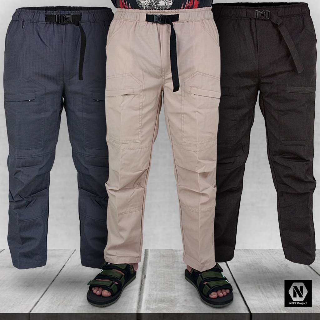 JAVA SEVEN Celana panjang taktical pria / Cargo PDL outdoor / Ribstop krem, abu & hitam / ISL 040
