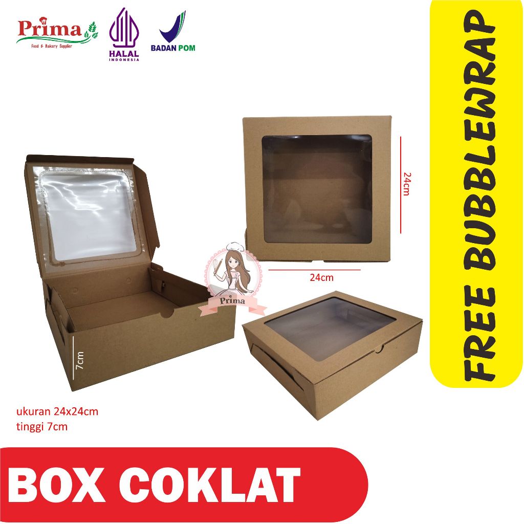 

Box coklat - 24 x 24 x 7 - Window - Kardus Coklat