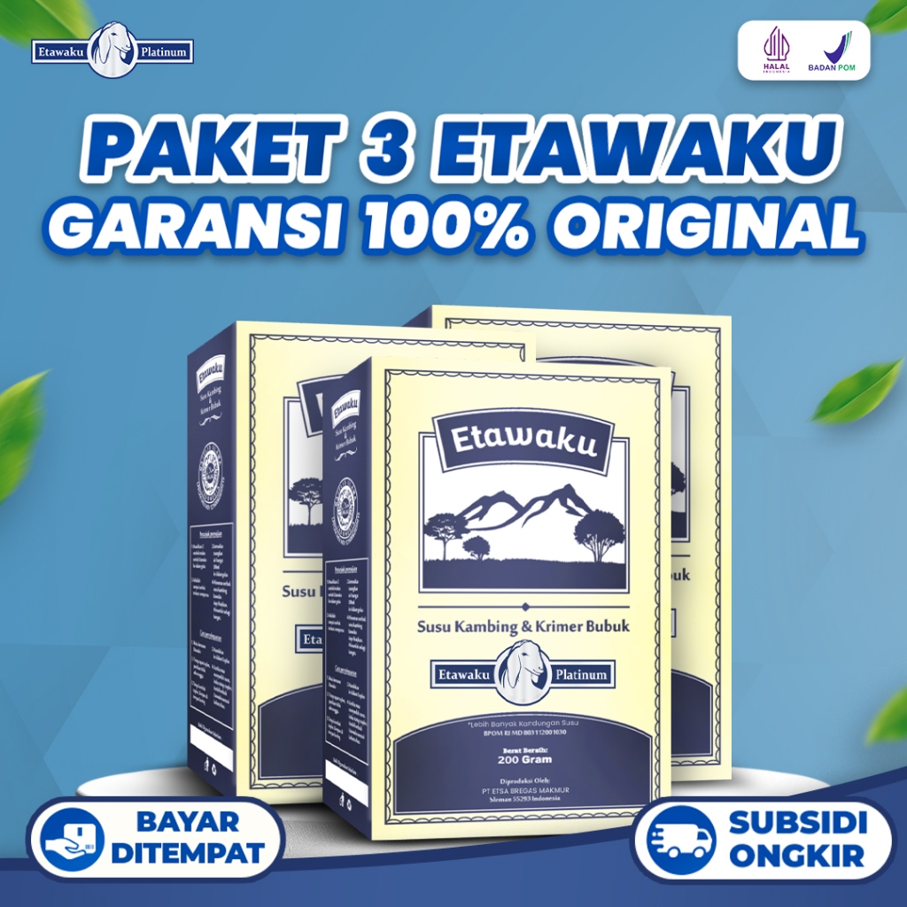 

ETAWAKU PLATINUM PROMO 3 BOX | Susu Kambing Etawa Ampuh Atasi Penyakit Pernafasan Menahun 200 gr