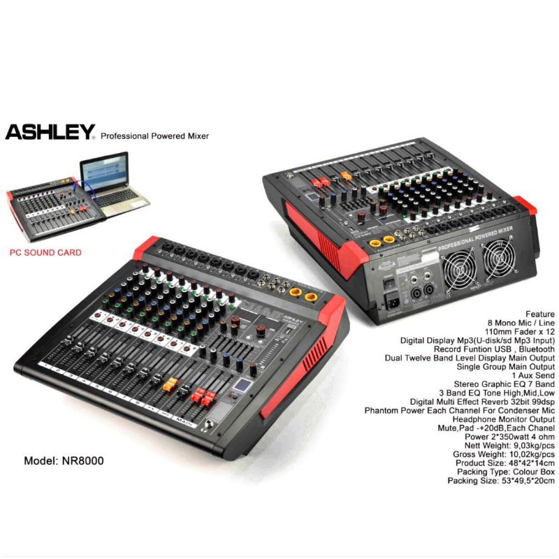 Power Mixer Ashley NR8000 NR 8000 Bluetooth Original Produk 8 Channel NewStar