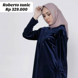 ZOYA -BUSANA MUSLIM ATASAN TUNIC LENGAN PANJANG ROBERTO MIDI DRESS,BAHAN BELUDRU YANG LEMBUT PREMIUM