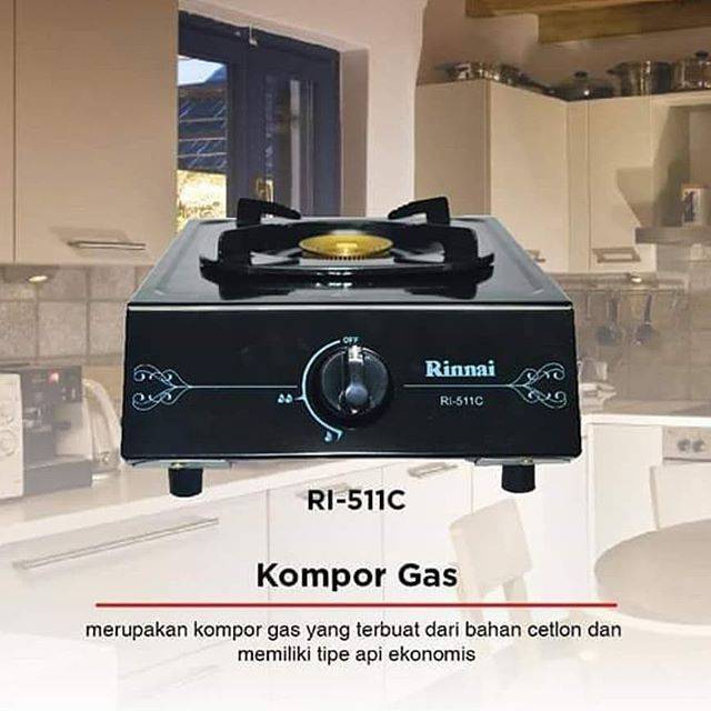 [ Rinnai ] Kompor Gas 1 Tungku Rinnai 511 C - Body Teflon + Burner Kuningan