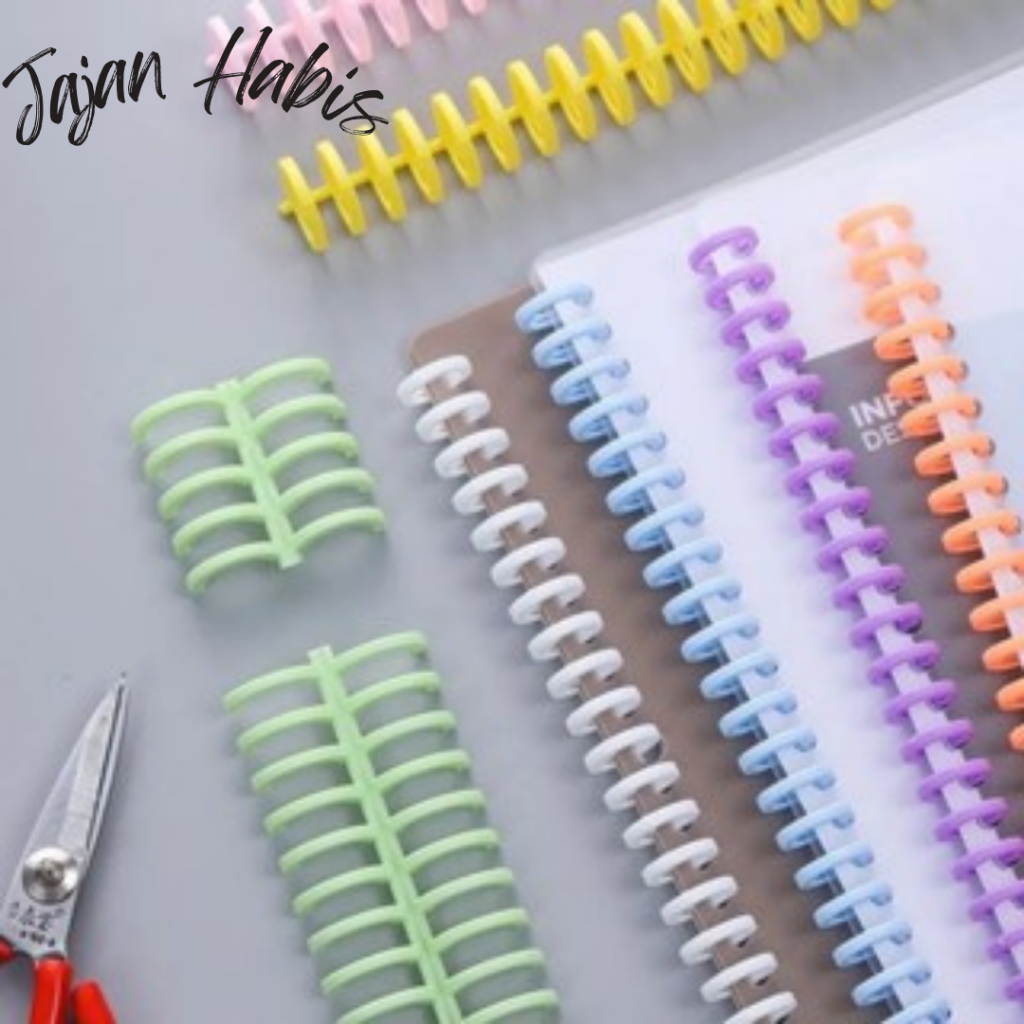

JABIS Spiral Binder Strip Lingkaran Buku Cincin Ring Binder Plastik Spiral 30 Lubang DIY Pengikat Kertas Buku Album Buku Tempel Buku Spiral A4