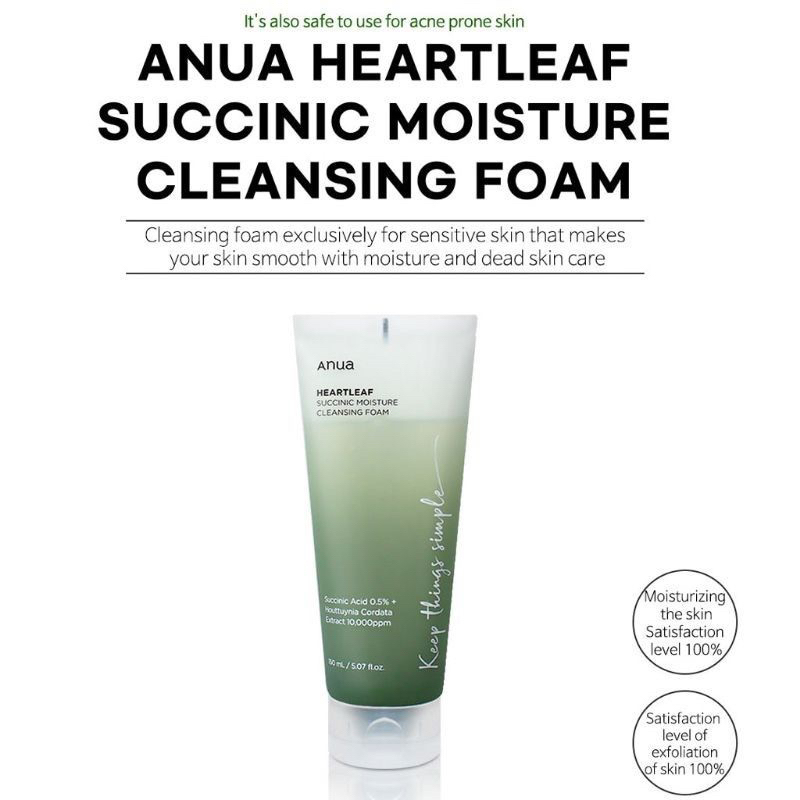 Anua HEARTLEAF SUCCINIC MOISTURE CLEANSING FOAM