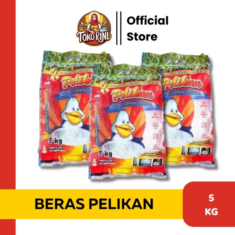 

[TOKO RINI] Beras Pelikan 5 KG Premium Long Grain Cristal Pandan Wangi Punel Surabaya