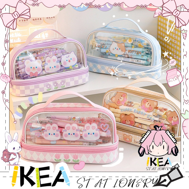 

IKEA-Tempat Pensil Besar/Transparan PVC Pencil Case/Tas Pensil Murid Lucu/Kotak Pensil Anak Esthetis