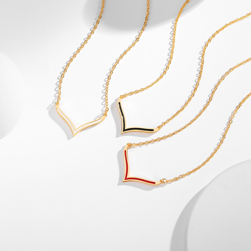 LM415 [COD✔] Kalung Fuji Fashion Lapis Emas Wanita Titanium Tahan Karat