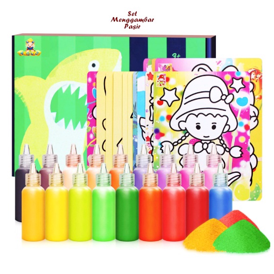 

KODE E99H Set Menggambar Pasir Isi 18 warna pasir 3 gambar sand painting