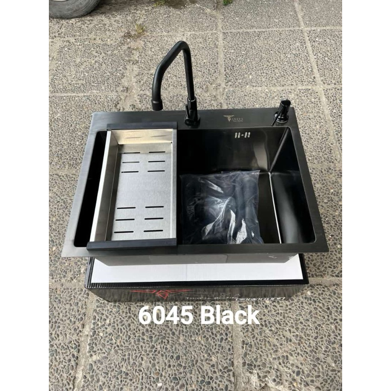 Kitchen Sink / Bak Cuci Piring BCP Single Black Hitam Stainless Trinova 60 X 45 cm