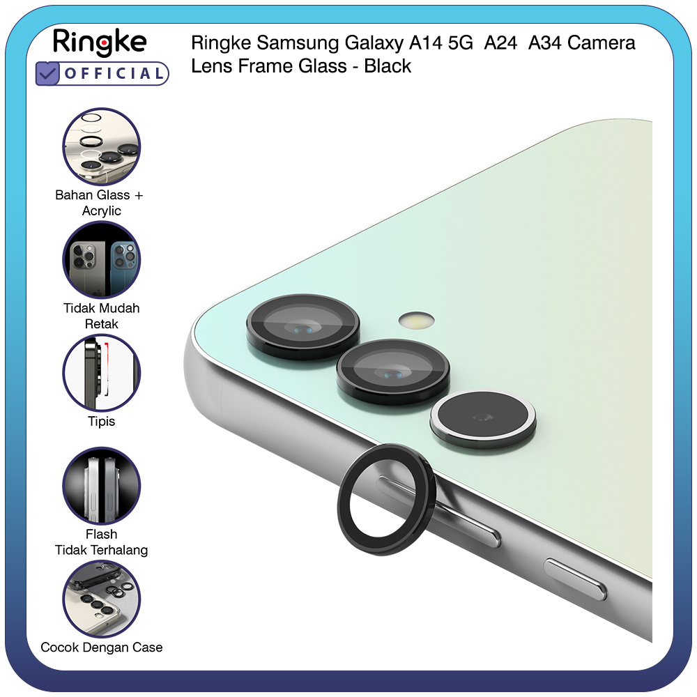 Ringke Samsung A14 5G / A24 / A34 Camera Lens Frame Glass Black