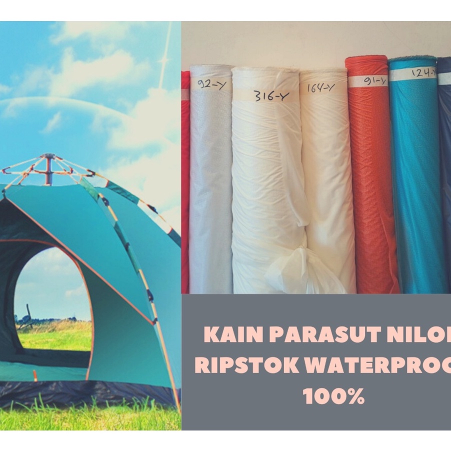 GROSIR KAIN PARASUT NILON BAHAN RIPSTOK LAYANGAN WATERPROOF 1 TENDA 9X15 textile
