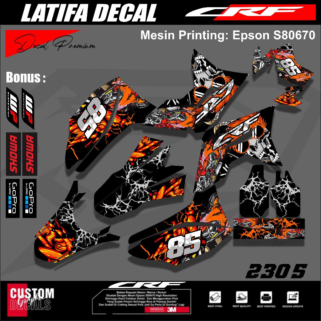 [NEW] Decal Crf 150 L Hitam Merah Full Body Superglossy Bebas Custom - Sticker Decal Honda Crf 150 L