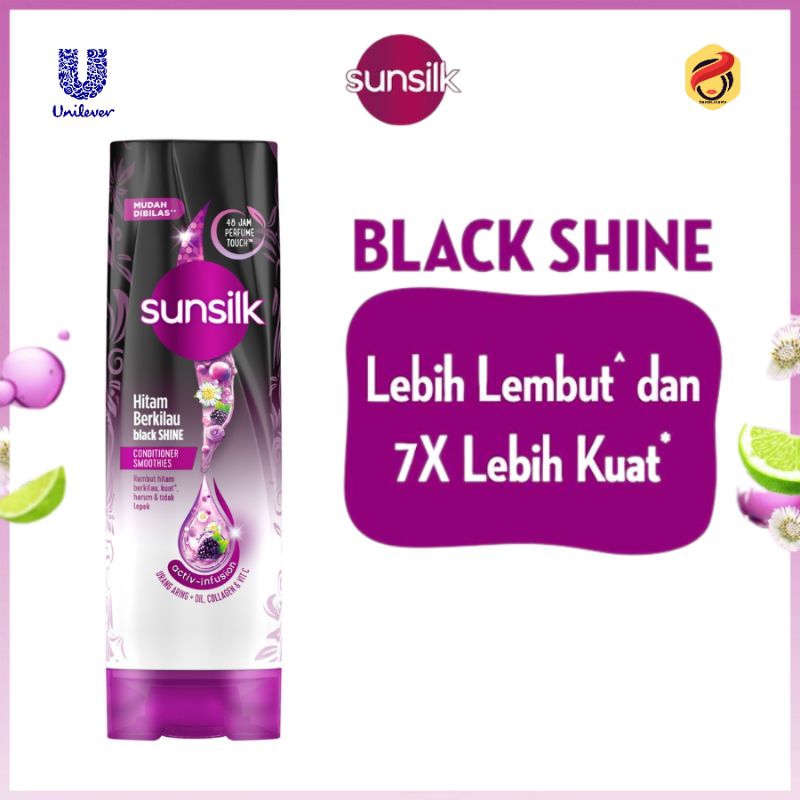 Sunsilk Conditioner Smoothies Rambut Hitam Berkilau Black Shine