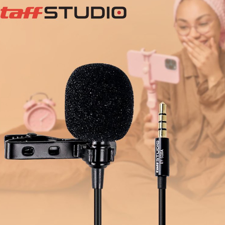 TaffSTUDIO Mic Vlog  Mic Clip Dee  Mic Clip Vlog  Mic Hp  Mic Smartphone  EY51A  Black