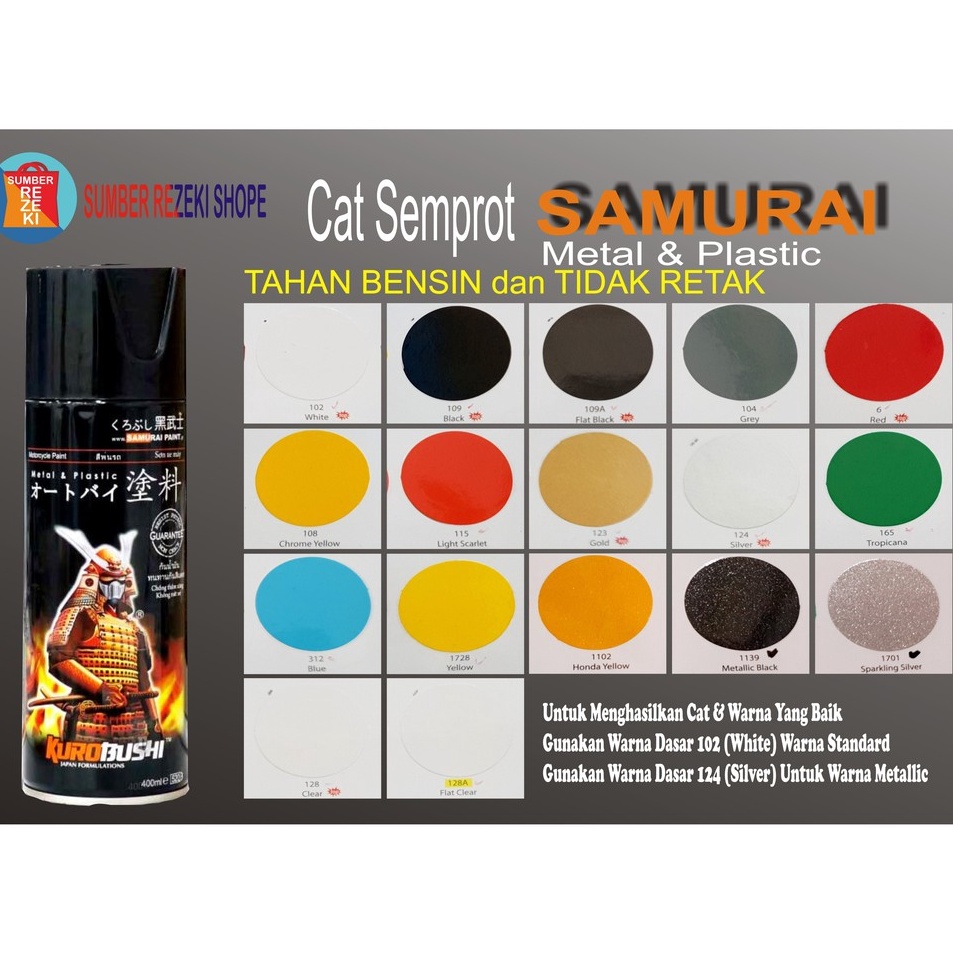 

Cat Semprot Samurai Warna Standard Cat Motor Mobil Besi Plastik