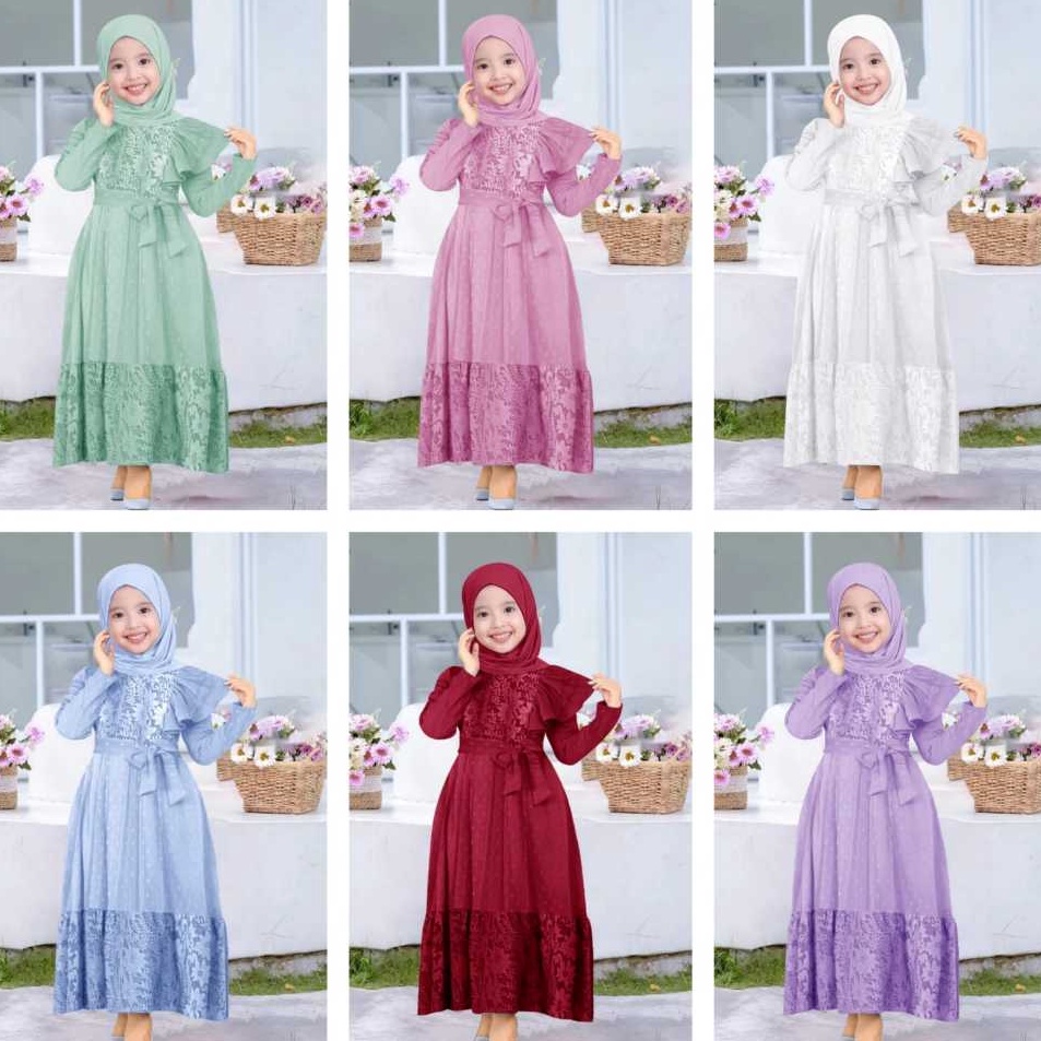 Model Terkini Gamis olivia kids 311 tahun maxi gamis brokat anak perempuan gaun pesta anak