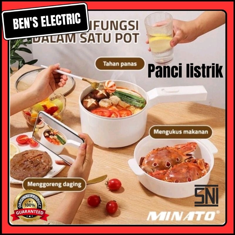 Minato panci listrik fry pan eletrik serba guna memasak,mengukus,menghangatkan,merebus dll M P 600