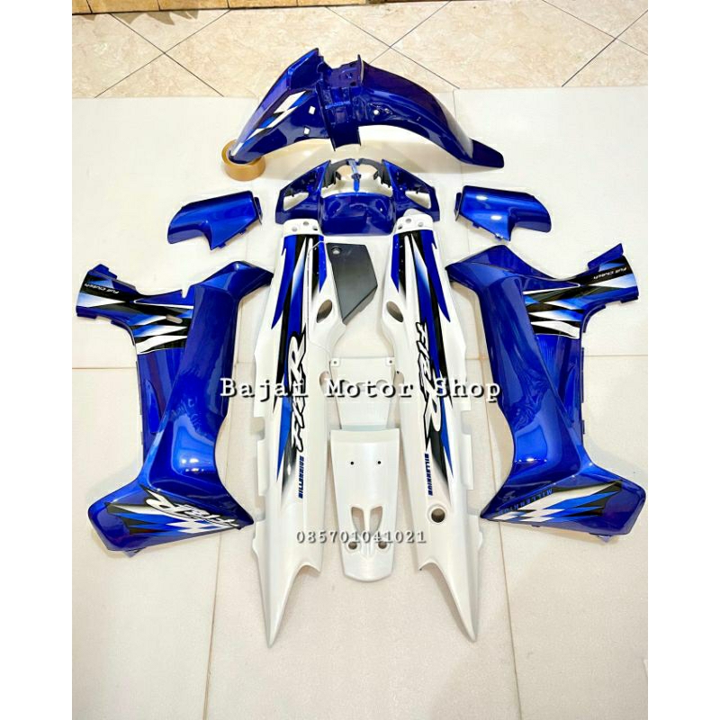 Cover body fullset halus fizr F1zr milenium biru putih striping timpa clear body fullset halus YAMAH