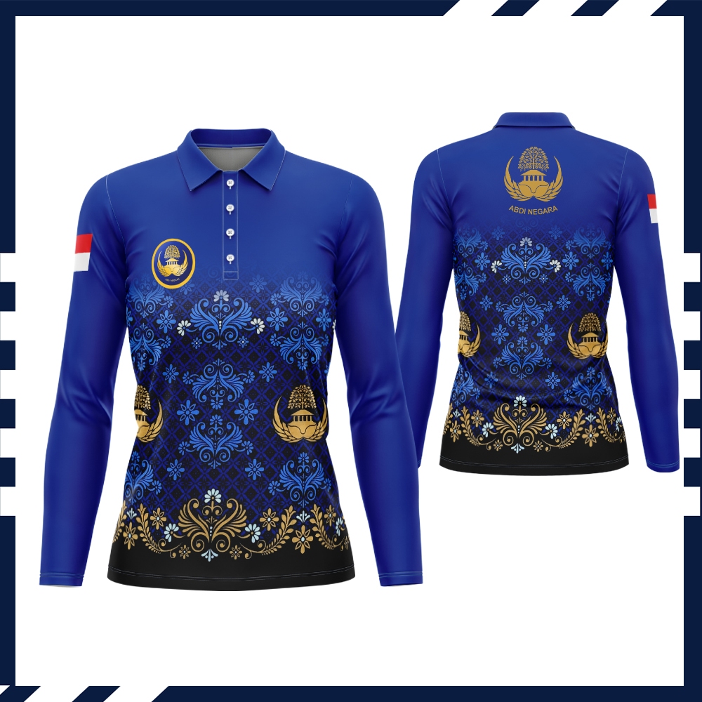 Baju Kaos Berkerah Wanita  Seragam Batik Korpri Fullprint Keren Terbaru