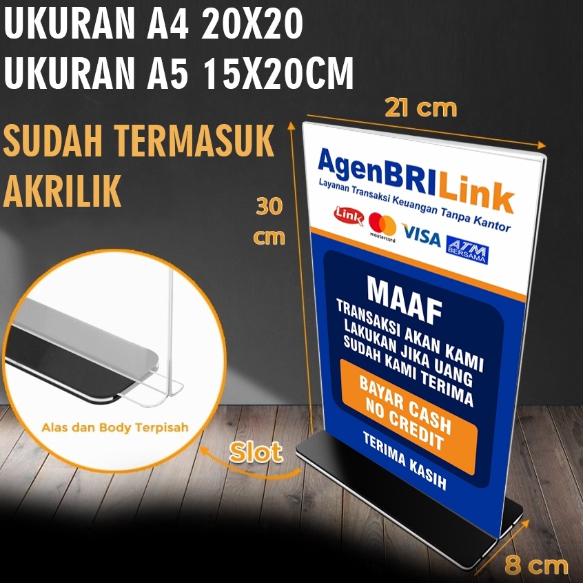 Harga Termurah AKRILIK  STIKER AGEN BRILINK BIAYA ADMIN PENGUMUMAN DLL