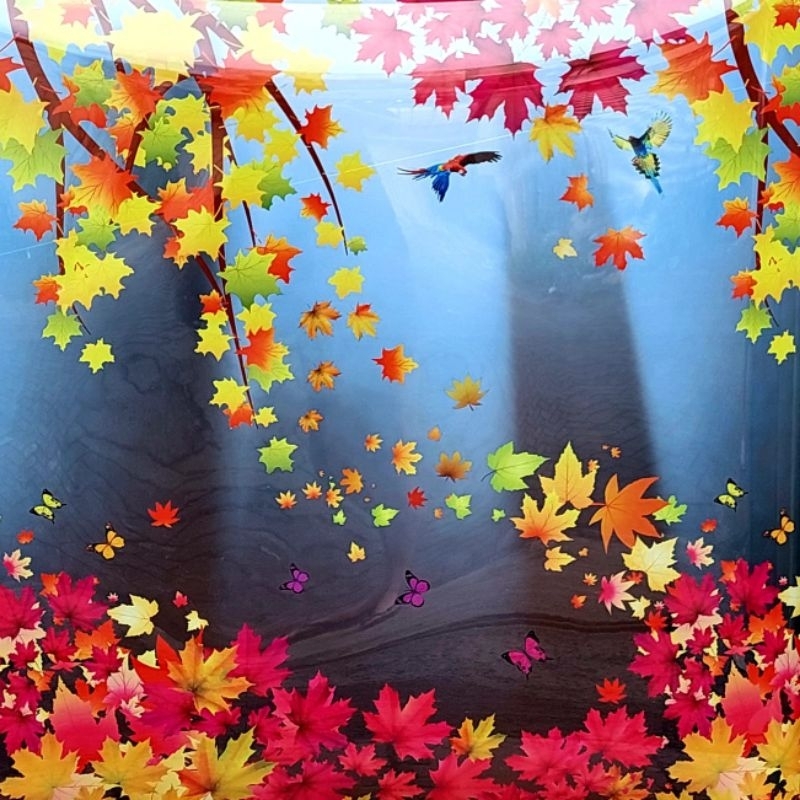 (Harga Per 1/2meter) Fiber Plastik Penutup Pagar Rumah Motif MAPLE LEAF