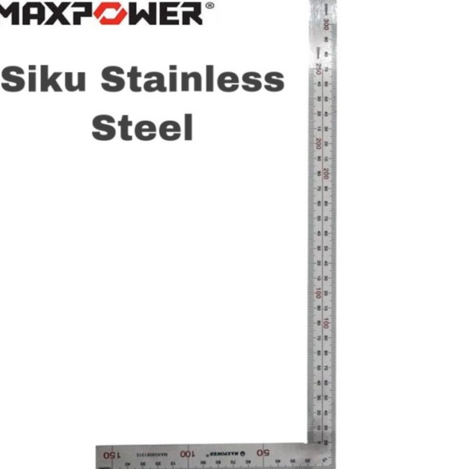 

Ready Penggaris Siku Stainless Steel Besi Maxpower L Garisan Pengukur Metrik 15x3 cm