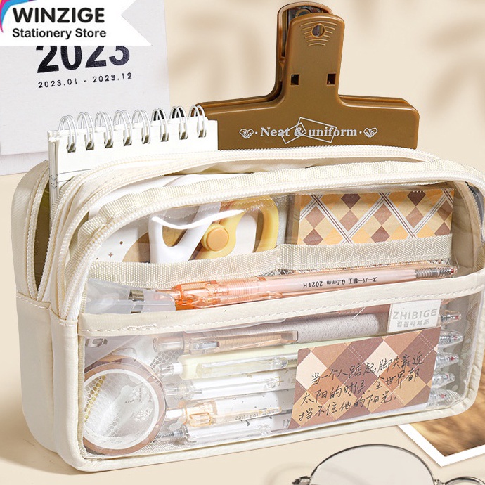 

Murah Winzige pencil case large tempat pensil transparan kotak pensil aesthetic pen pouch lucu stationery organizer