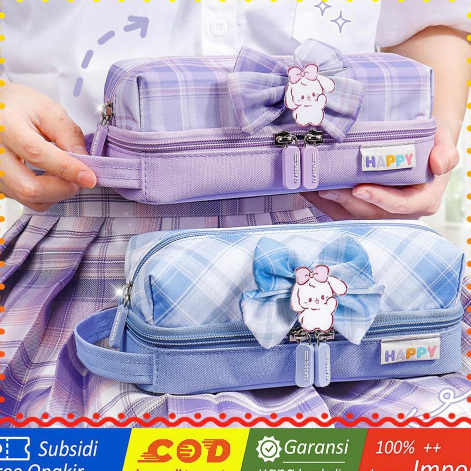 

Ramah Lingkungan TXS8 Korean Pen Pencil Case Happy Ribbon Kotak Tempat Pensil Box TKM