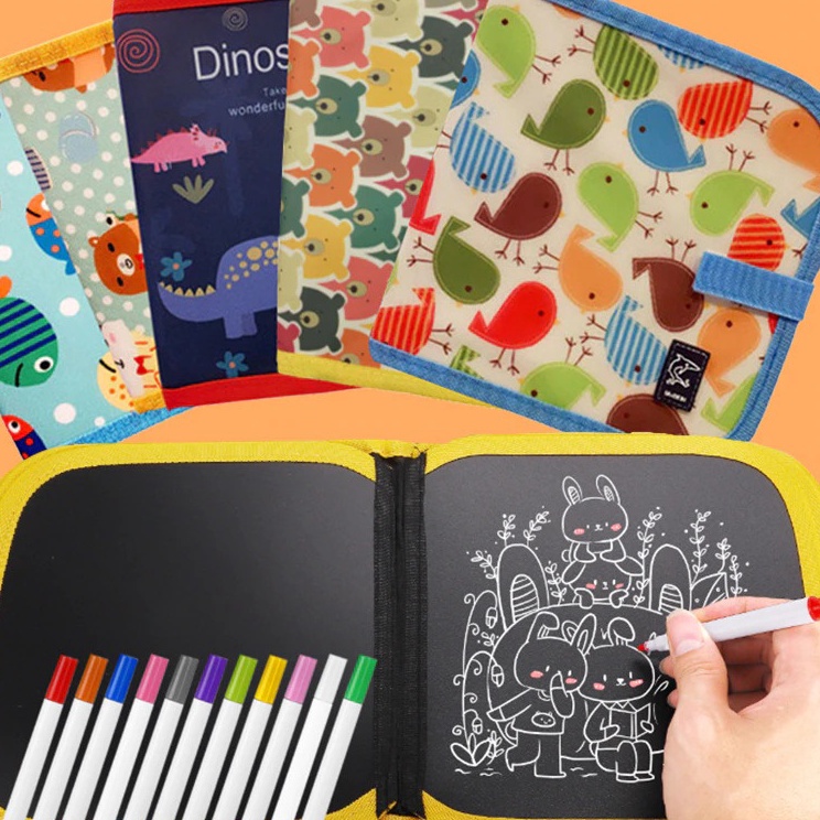 

FS Buku Gambar Poble Ajaib Reusable Bisa Dihapus 14 Hal 2pcs Tissue dan 12 Spidol Mainan Anak Edukasi