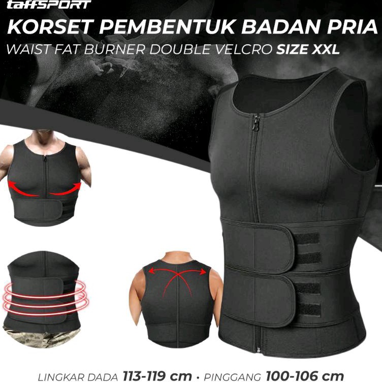 Terkini ORIGINAl Korset Pembentuk Badan Pria Shaper Waist Trainer Fat Burner  Korset Pria  Korset Si