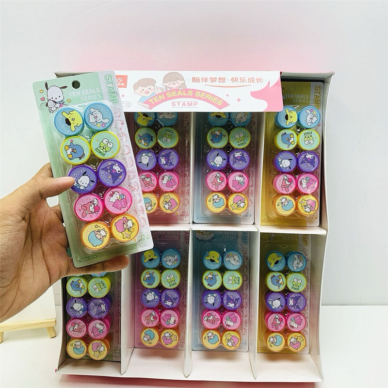 

Stempel Stamp Sanrio 1 SET ISI 10pcs Stempel Stationery Anak Sanrio Kuromi Hello Kitty Melody