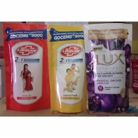 Sabun Mandi Cair Bodywash Nuvo Lifebuoy Lux Giv Kemasan pouch kecil 5000 85ml