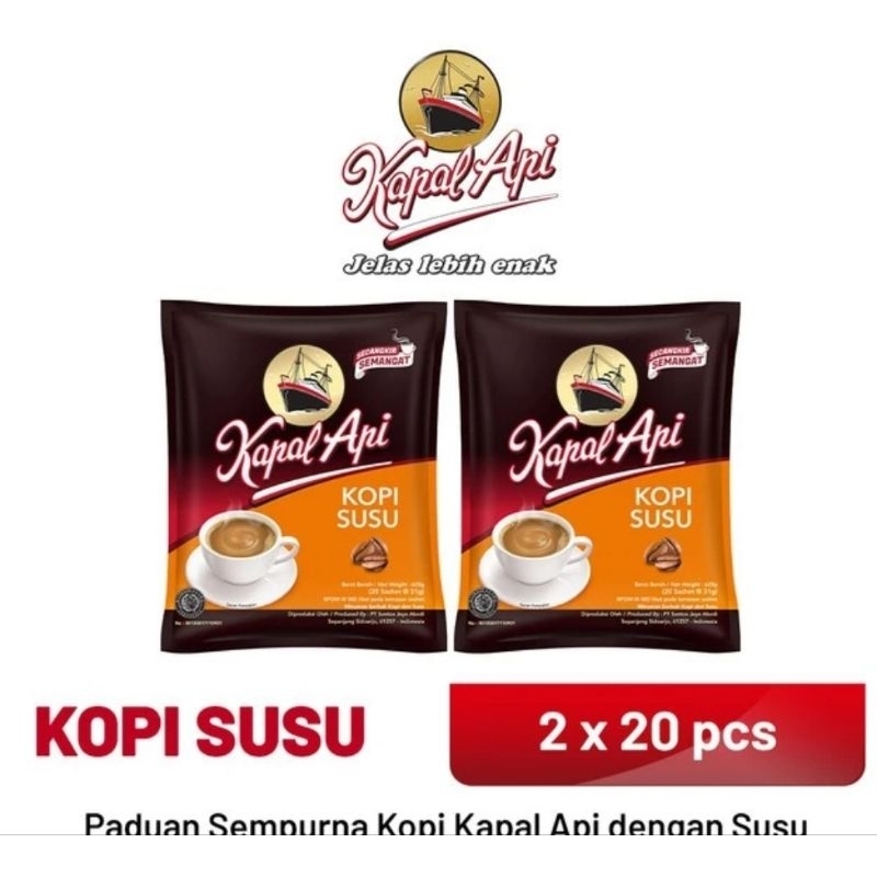 

Kapal Api Kopi Susu 2 Bag ( 20 x 31 ) gram