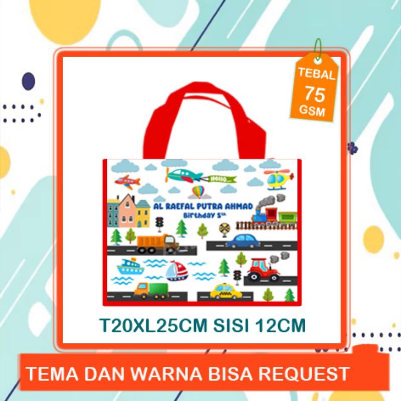 

Tas ultah anak teansportasi / mobil / kreta / pesawat / kapal laut