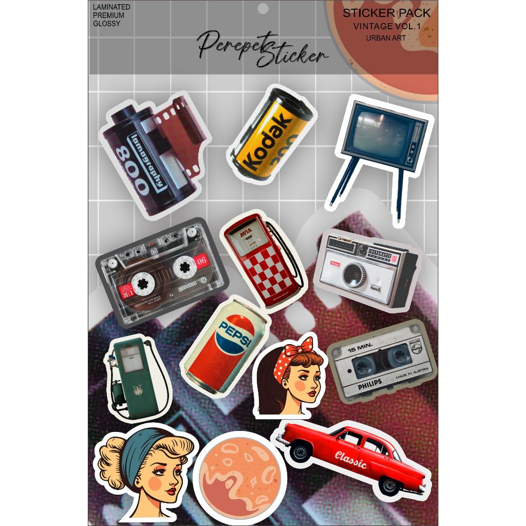 

Stiker Pack Aesthetic vintage kodak Untuk Case HP Laptop Helm Anti Air PREMIUM