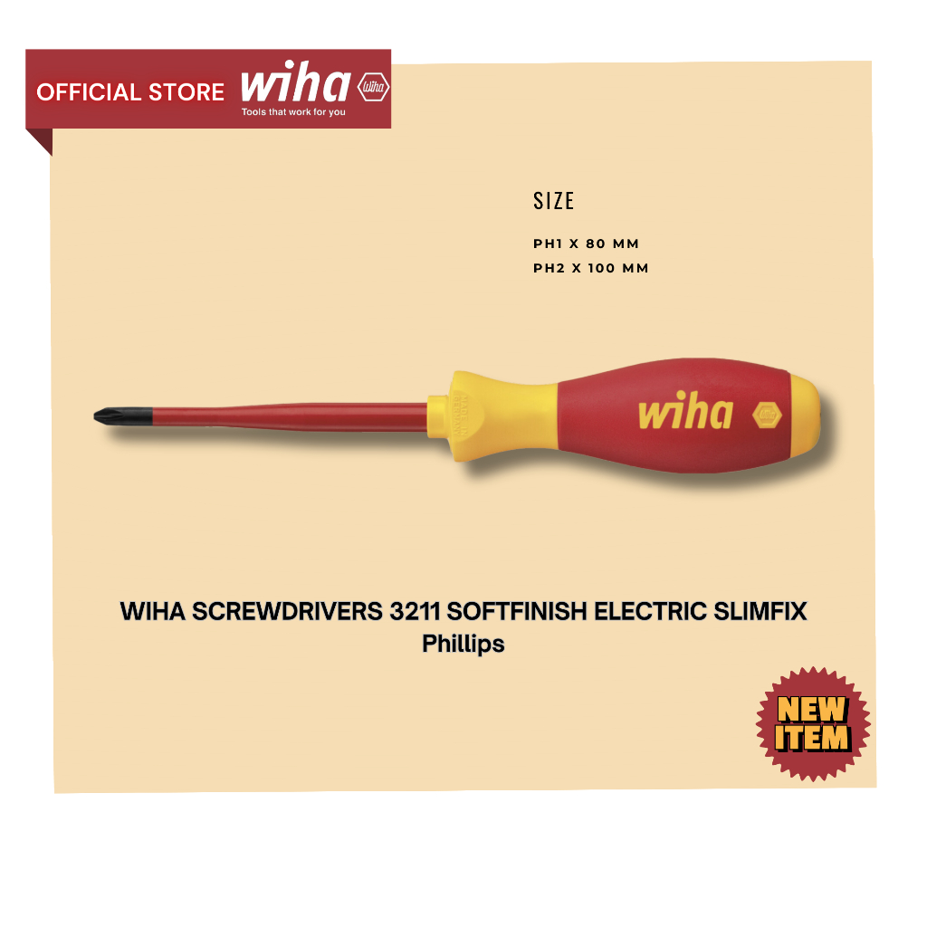WIHA Insulted Screwdrivers 3211 Obeng Listrik Plus SoftFinish Electric Slimfix - Official Wiha Indon