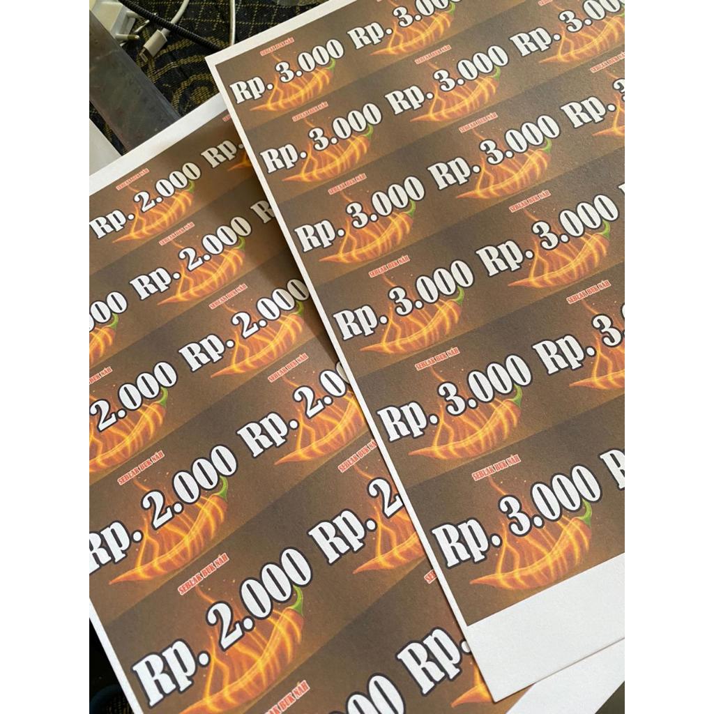 Cetak hangtag/harga/kertas BC TIK 250gr F4