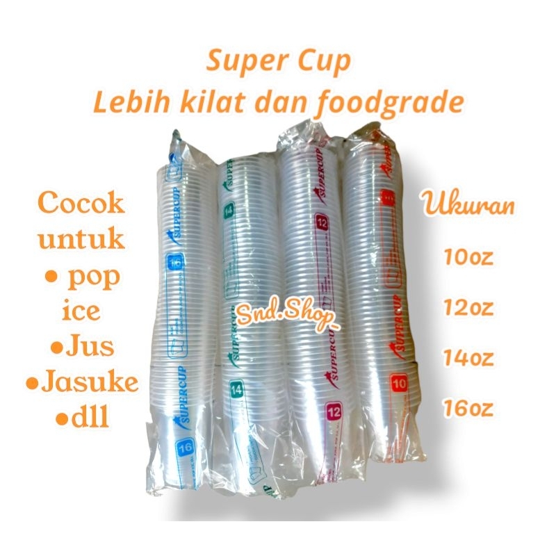 Super Cup /Cup Pop Ice/Cup jus/Cup jasuke/Cup datar 10z 12oz 14oz 16oz