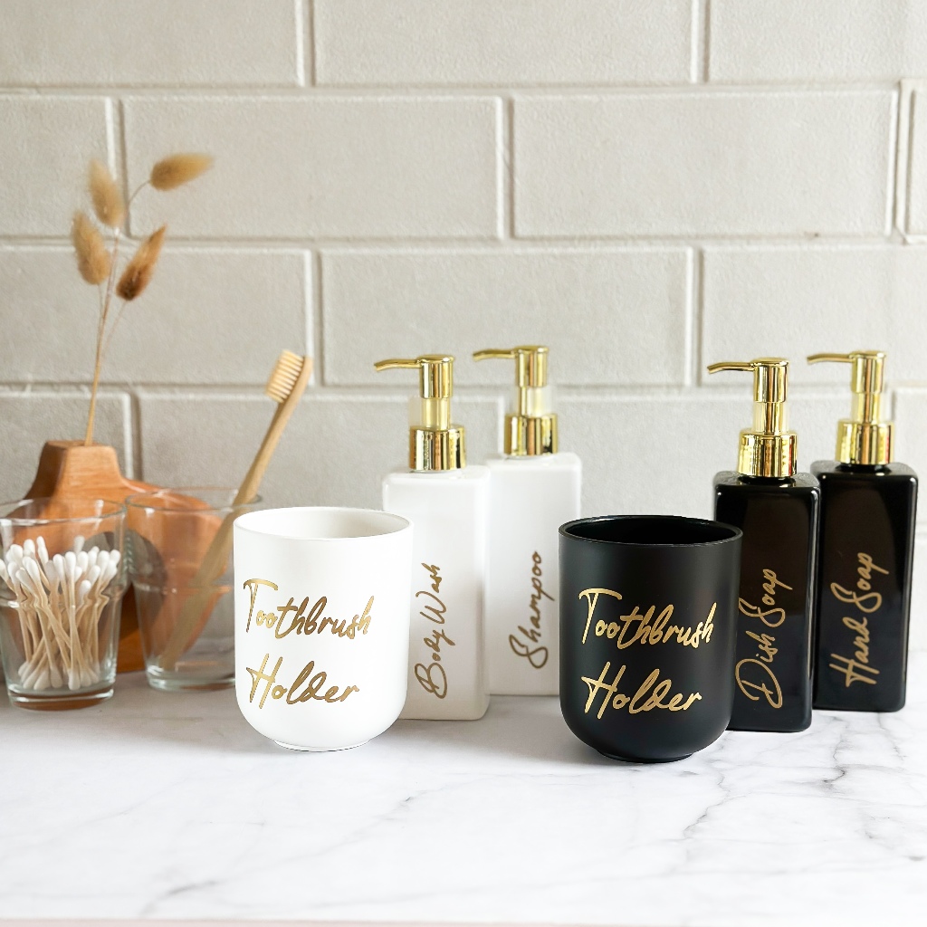 BOTOL SABUN KOTAK MANDI SHAMPOO CUCI TANGAN CUCI PIRING 250ML TUTUP PUMP GOLD REFILL MINIMALIS AESTH