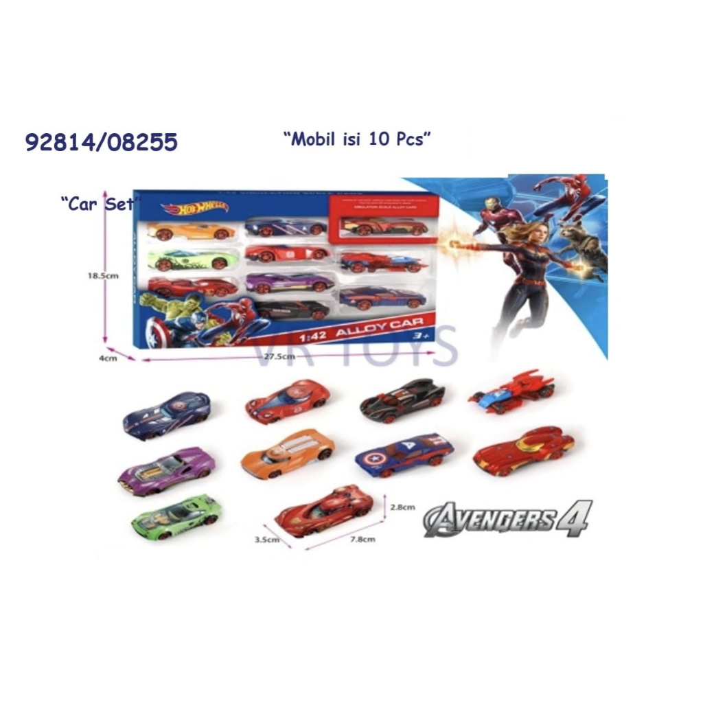 MAINAN MOBIL DIECAST HOT WHEELS ISI 10PCS 92814 / 08255