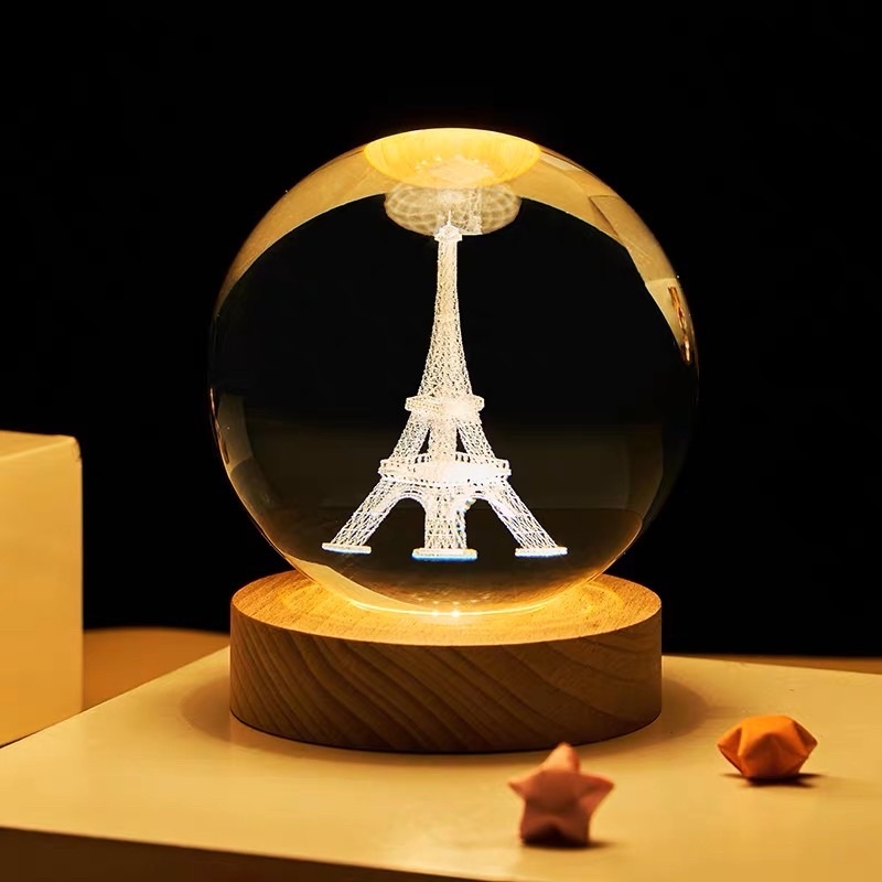 [READY] Lampu Meja Bola Kristal Gambar UBUR UBUR | KINCIR ANGIN | MENARA EIFFEL
