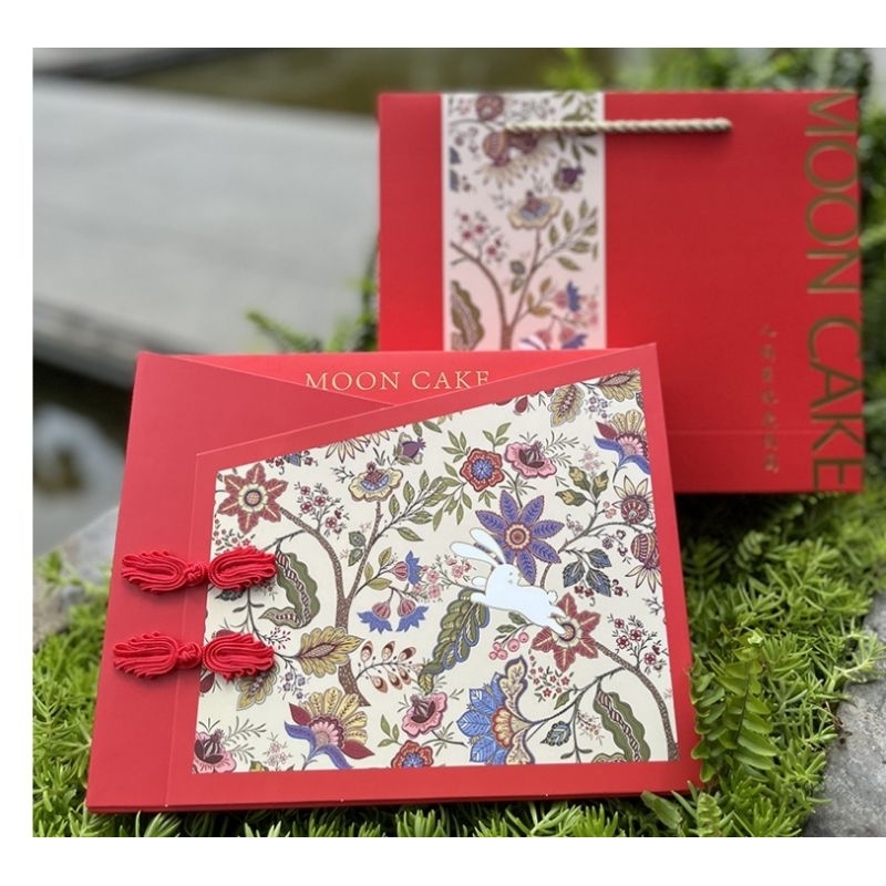 

(KK93)Kotak Kue Mooncake Slop Bunga Merah dengan Paperbag