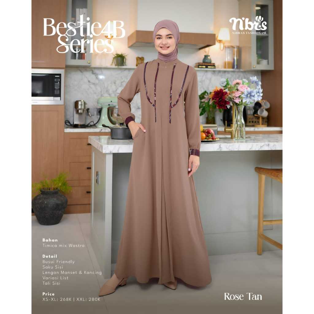GAMIS NIBRAS COUPLE BESTIE SERIES 4B / DRES MUSLIMAH SIMPLE BAHAN CRINKLE YOURYOU